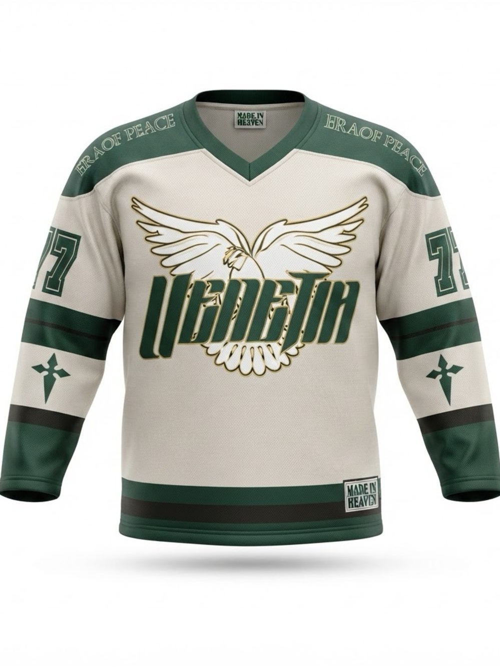 Men's Cream and Green Graphic Jersey by